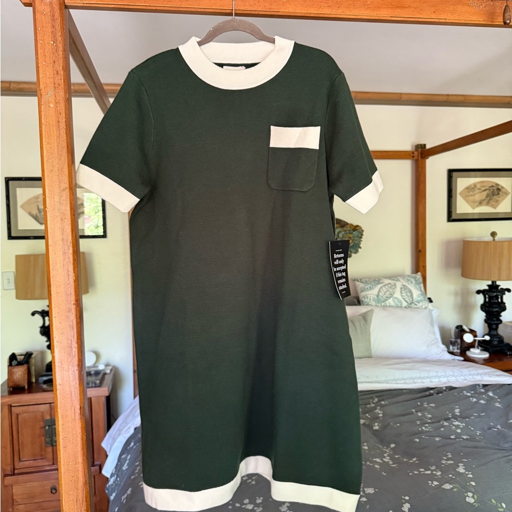 Tuckernuck Green and White Mini Dress